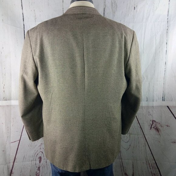 Trieste 48R 3 Button Olive Hopsack Suit Blazer Sport Coat - Picture 6 of 10